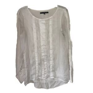 White House Black Market Dressy White Lace Tuxedo Front Career Blouse Women’s 8